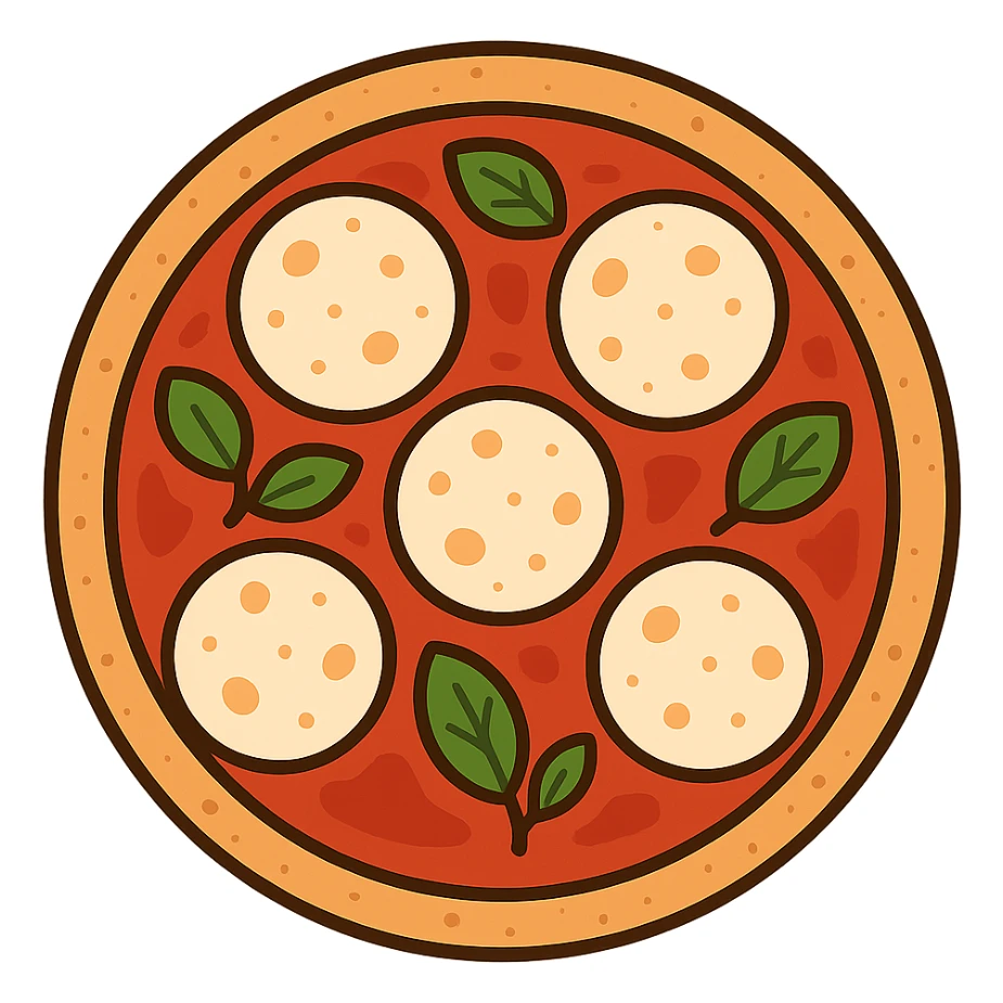 flat toon margherita pizza sticker