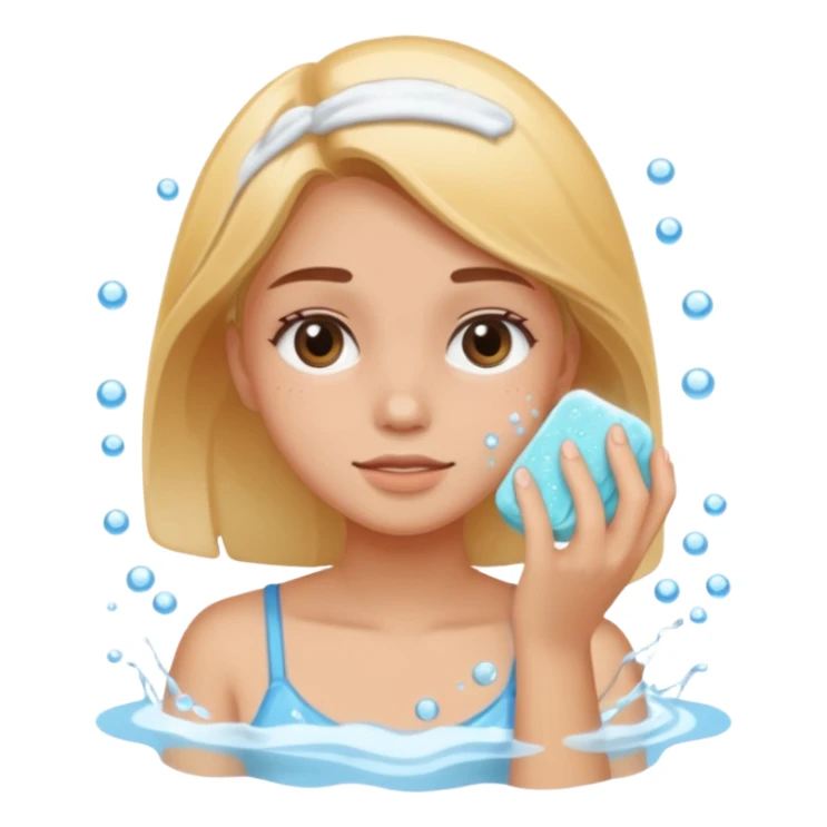 puedes crear un sticker de una chica lavandose la cara sticker