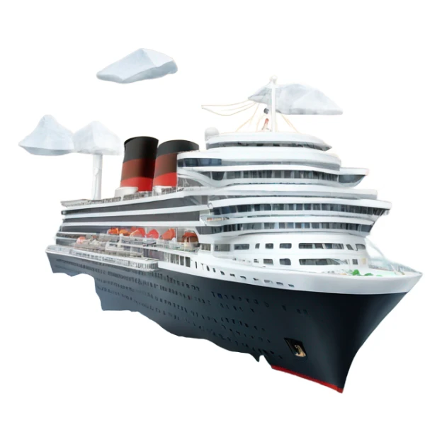 Cunard Cruise ship sailing through icy waters with ice bergs and whales sticker