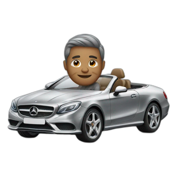 man sitting in silver merCedes car sticker