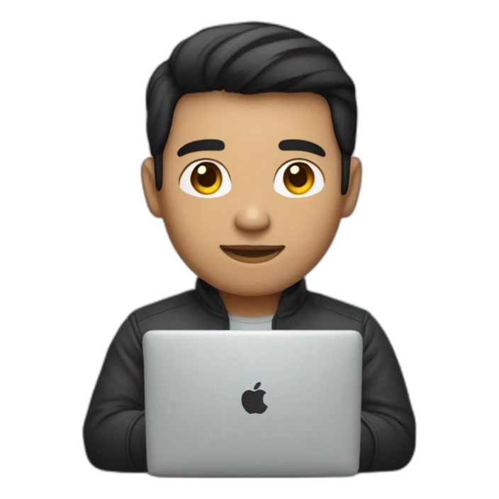 developer with mac laptop in front light skin tone and black hair sticker