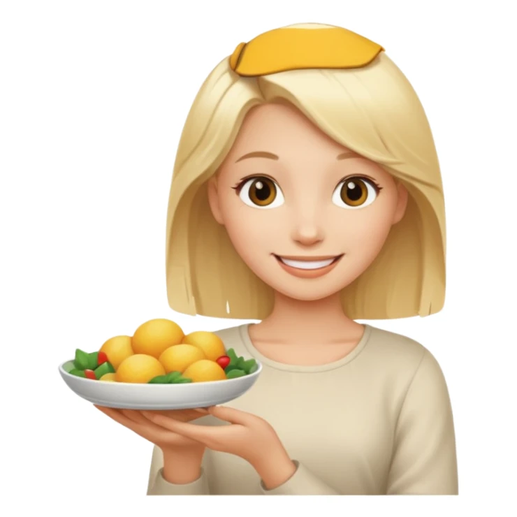 generate an emoji a blond girl holding a dish  sticker