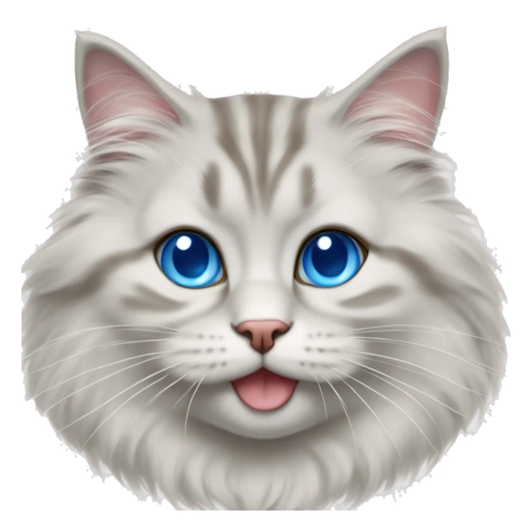 siberian cat blue eyes white paws with a little smile on her face sticker