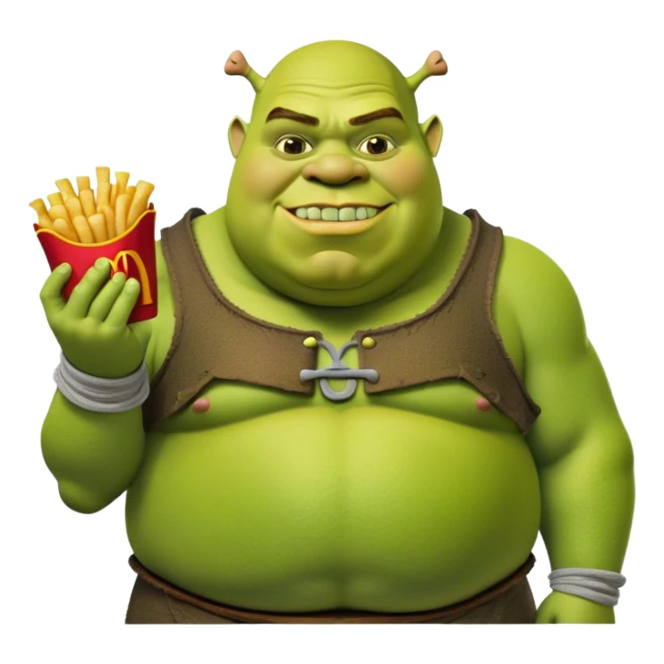 Obese Shrek raising McDonald’s with clones of Shrek  sticker