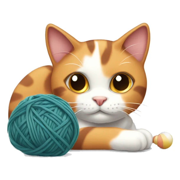 Calico cat playing with a ball of yarn sticker