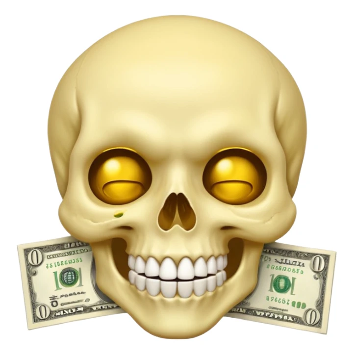 Money White Skull Emoji and Tongue Face sticker