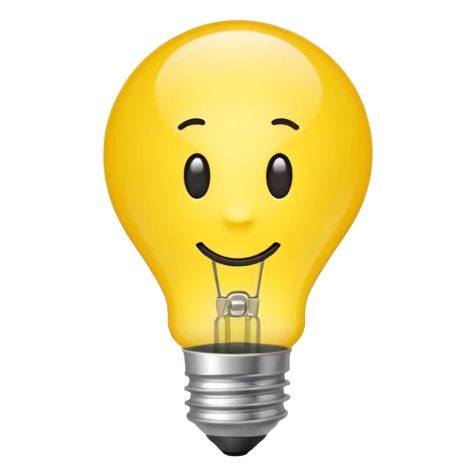 Yellow light bulb emoji representing a good idea, with a green check mark for approval. Simple emoji style, flat design, bold colors, clean lines, no text, transparent background. sticker