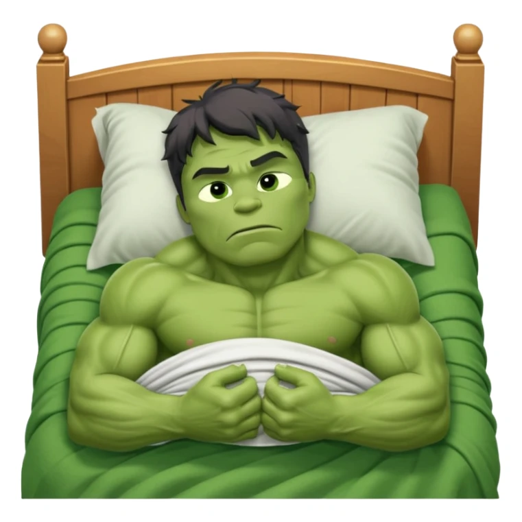 Incredible hulk sleeping lying down in bed under blanket eyes closed sticker