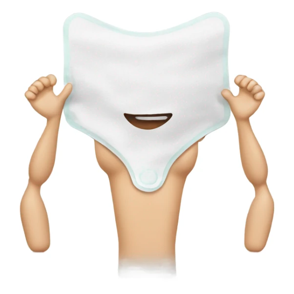 Sanitary napkin with a face, arms and legs sticker