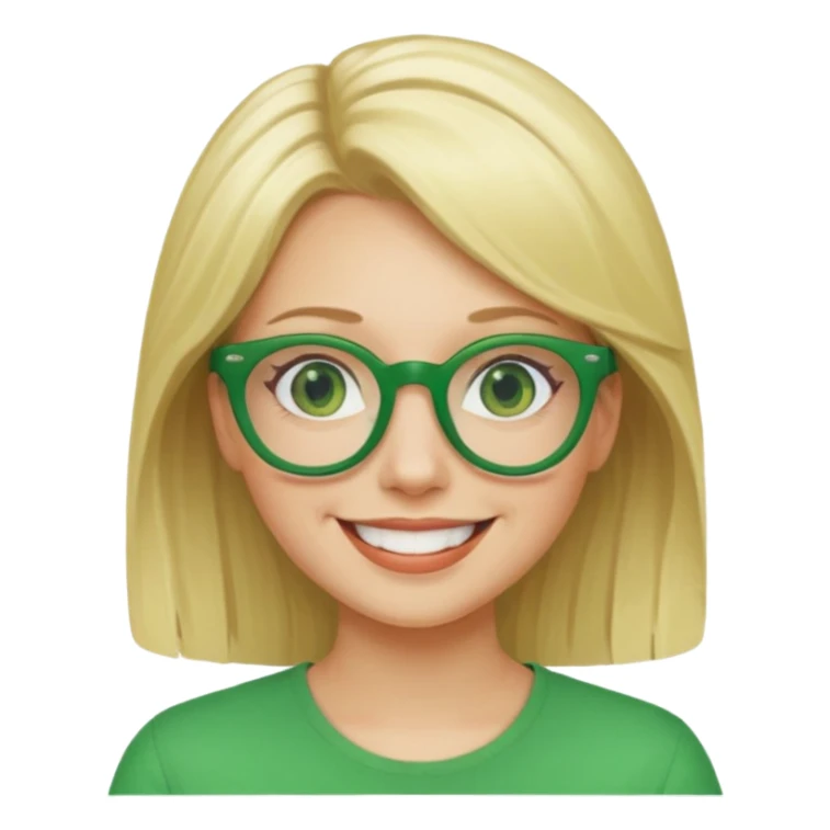give her blond hair and green glasses sticker