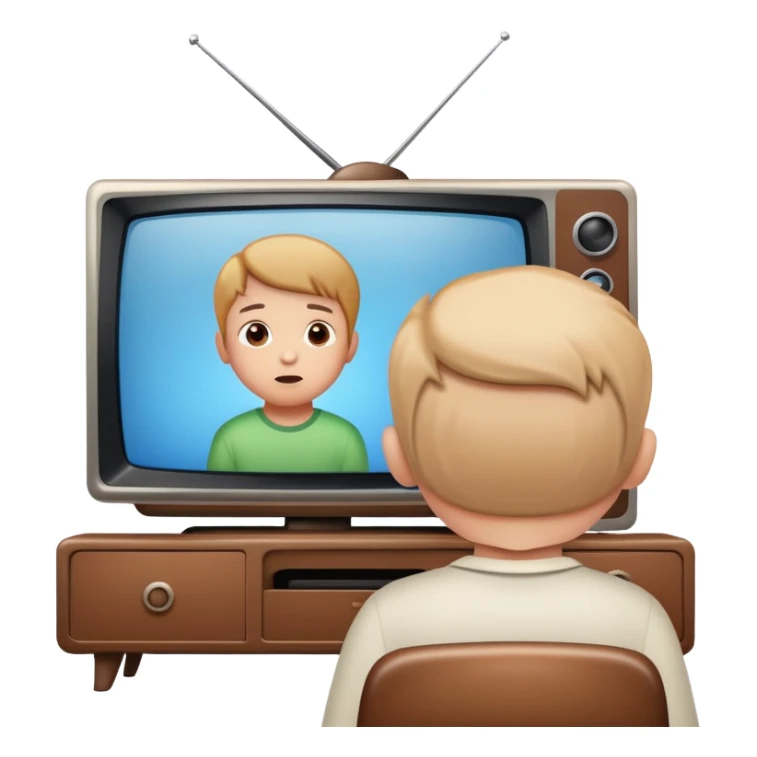 child watching cartoon on television sticker