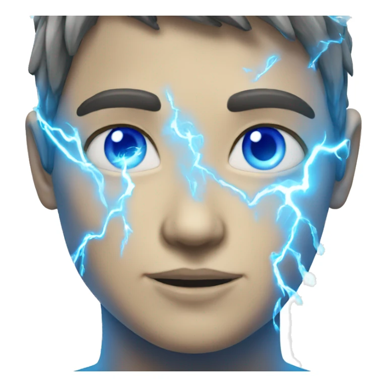 Blue eyed human coated in blue lightning sticker