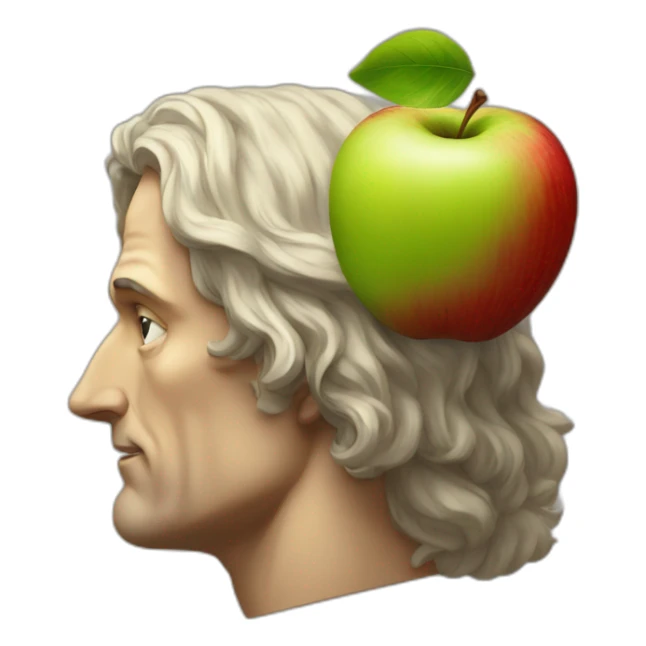 Apple falling on top of Isaac Newton's head sticker