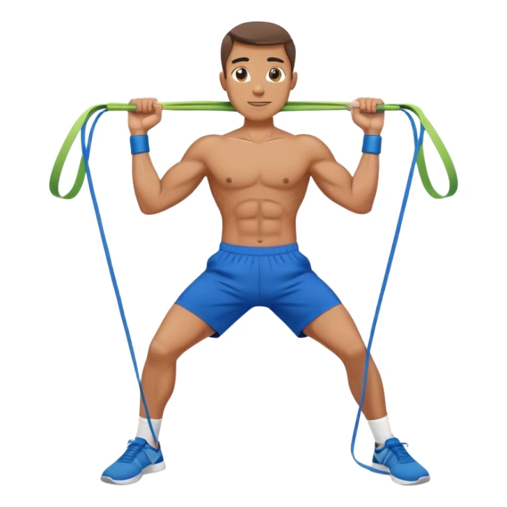 fit man with blue shorts resistance bands exercises sticker
