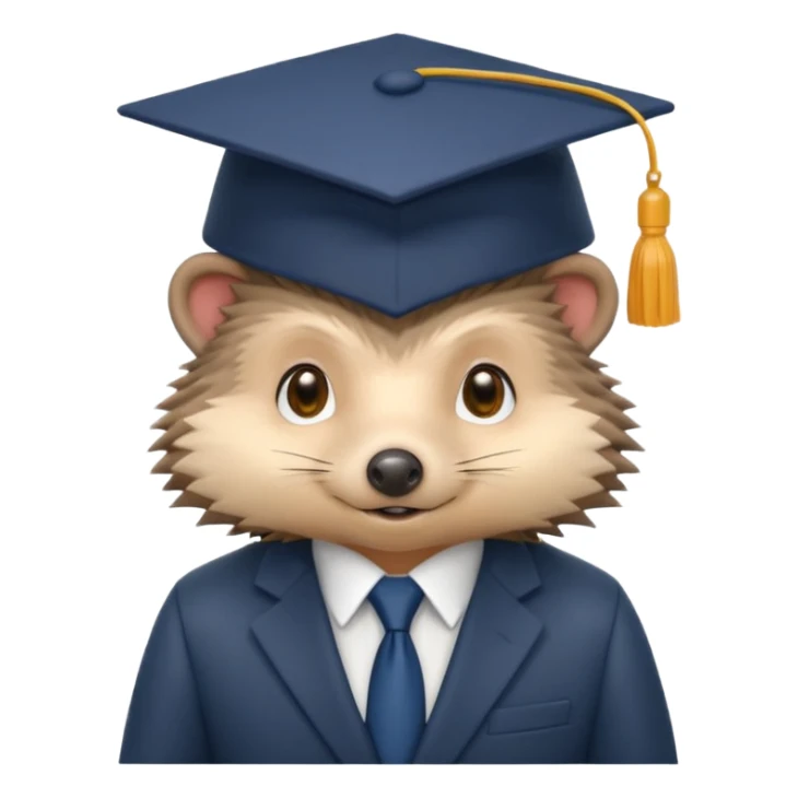 A hedgehog student dressed in a suit and wearing a square academic cap. sticker
