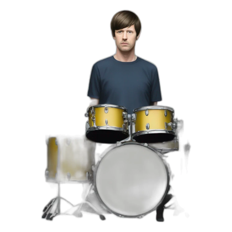 photo realistic Stephen Morris from Joy Division, playing drums, full body front view sticker