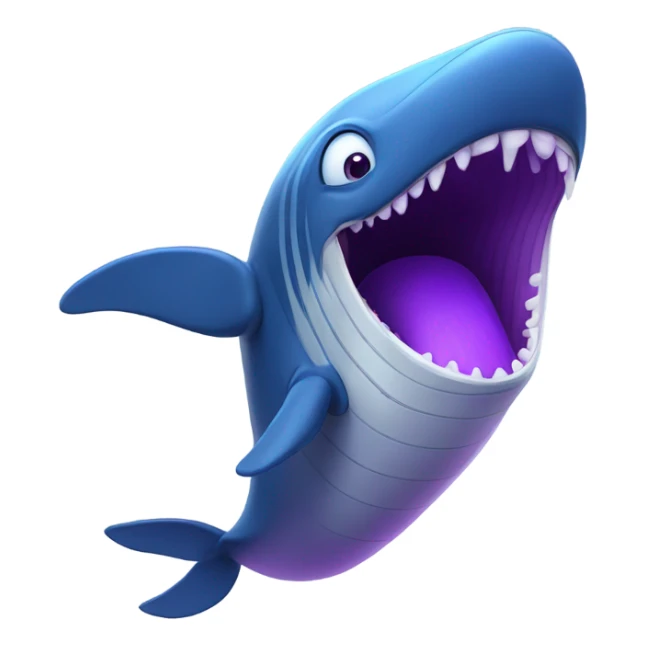 Blue whale purple, open mouth sticker
