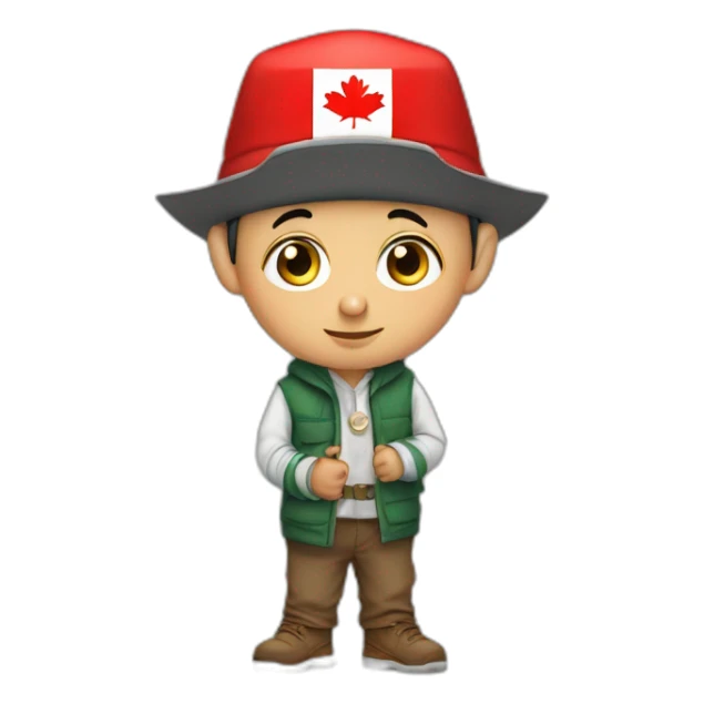 short algerian dwarf kid wearing canada hat fabricating islamic evidence sticker