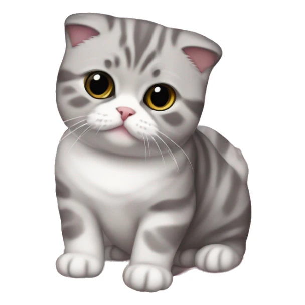 Scottish fold cat white and gray color on pink plaid sticker
