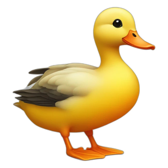 voluminous yellow duck with orange legs and big eyes sticker