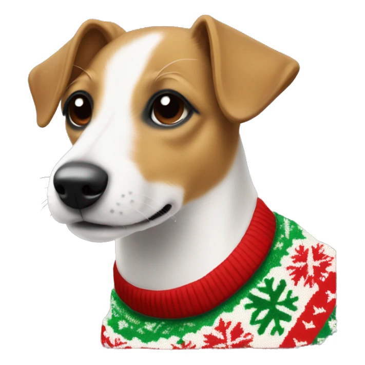 tan color jack russel with christmas sweater  sticker