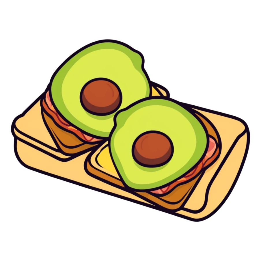Toast with avocado and bacon sticker