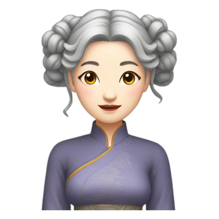 Chinese lady grey hair doing yuga body up side down sticker