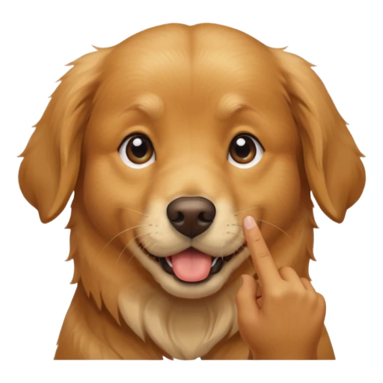 Dog that has a finger on mouth like a hand that indicates to shut up sticker