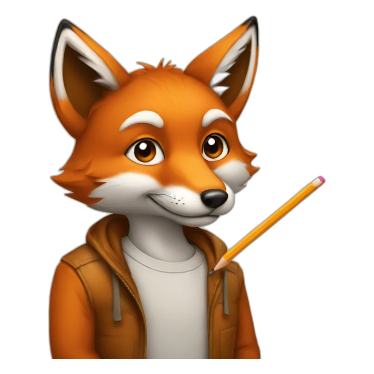 artist fox with a pencil sticker