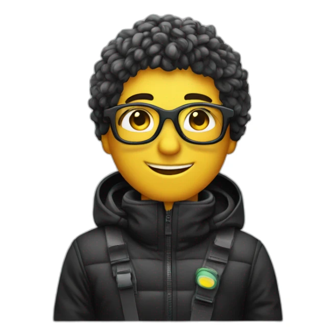 Un garçon blanc à das lunettes de ski il a cheveux noirs sticker