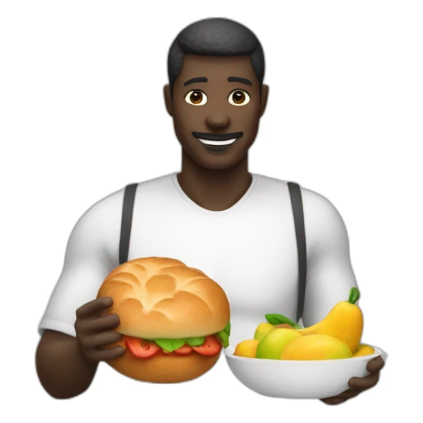 Homme noir qui mange une pastèque dans seau blanc sticker