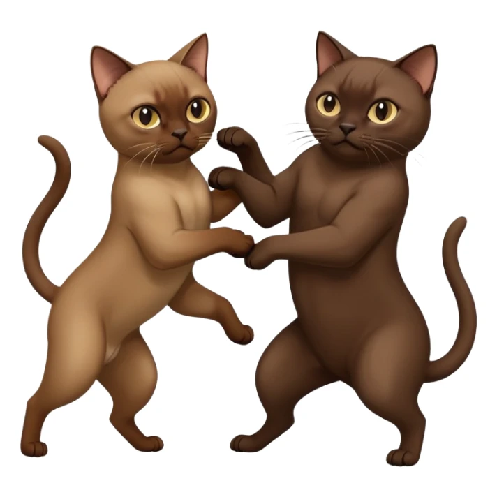 Dark brown Burmese cat fighting with beige Burmese cat sticker