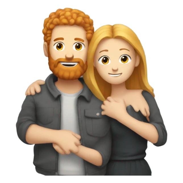 Ginger man with beard hugging blonde girl  sticker