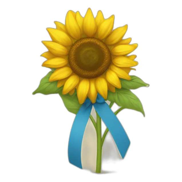sunflower flowers tied with a yellow-blue ribbon sticker