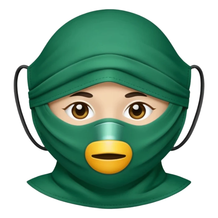 a dark green cloth face mask sticker