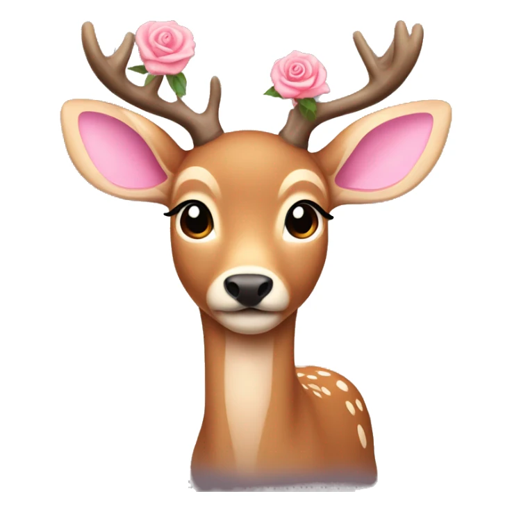 light brown deer with rose/light pink bow on its ear  sticker