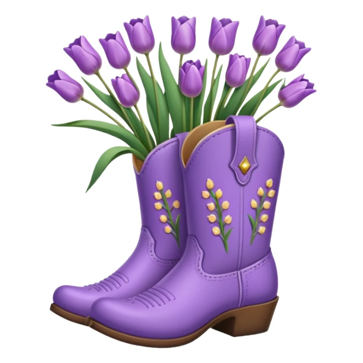 Create a singular cowboy boot filled with natural looking flowers ex. Lavender, baby’s breath, tulips etc  sticker