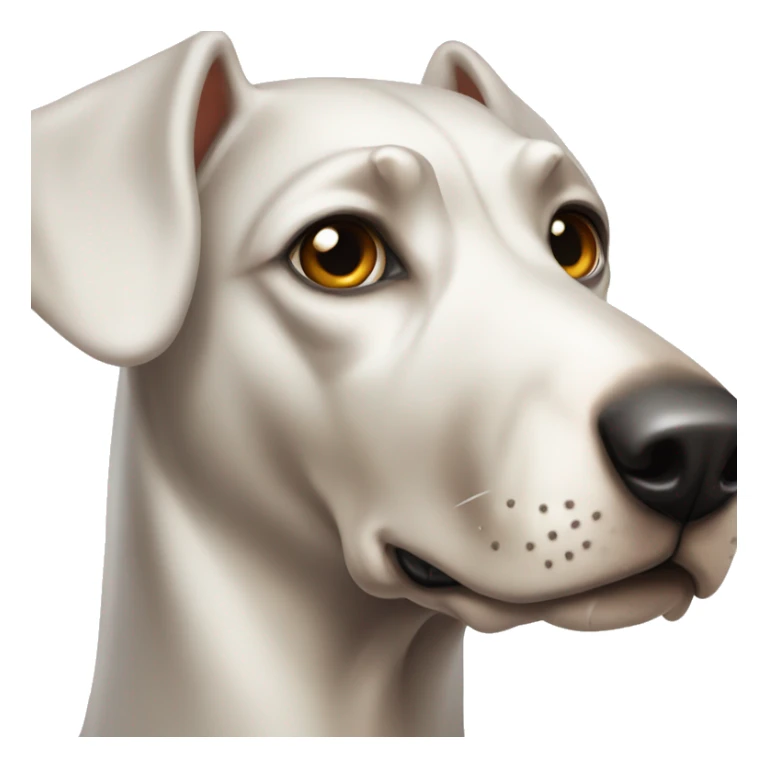 White Doberman with a ban nickname on his head sticker