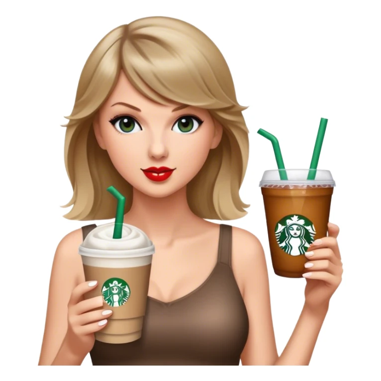 Taylor swift with a Starbucks drink  sticker