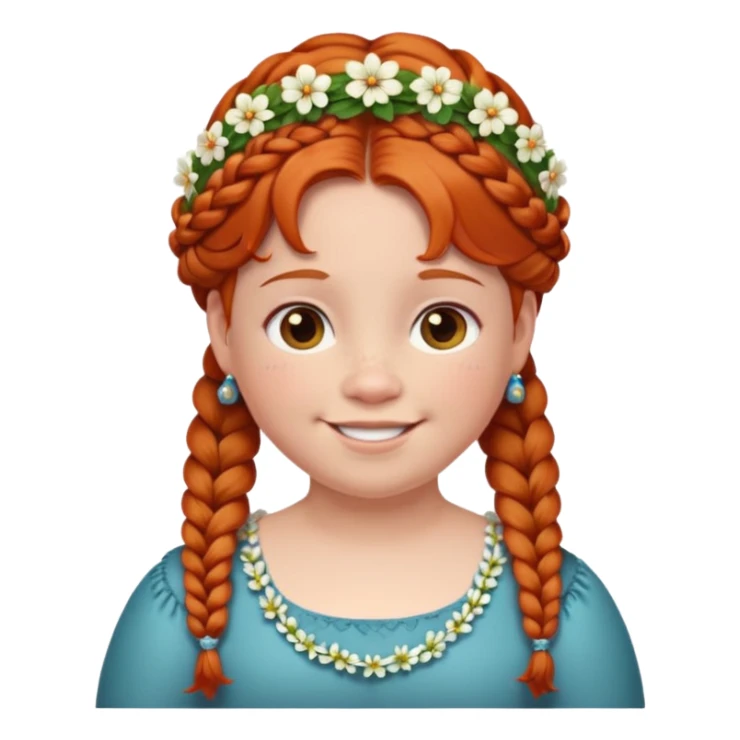 very fat redhead kid with braids and floral tiara sticker