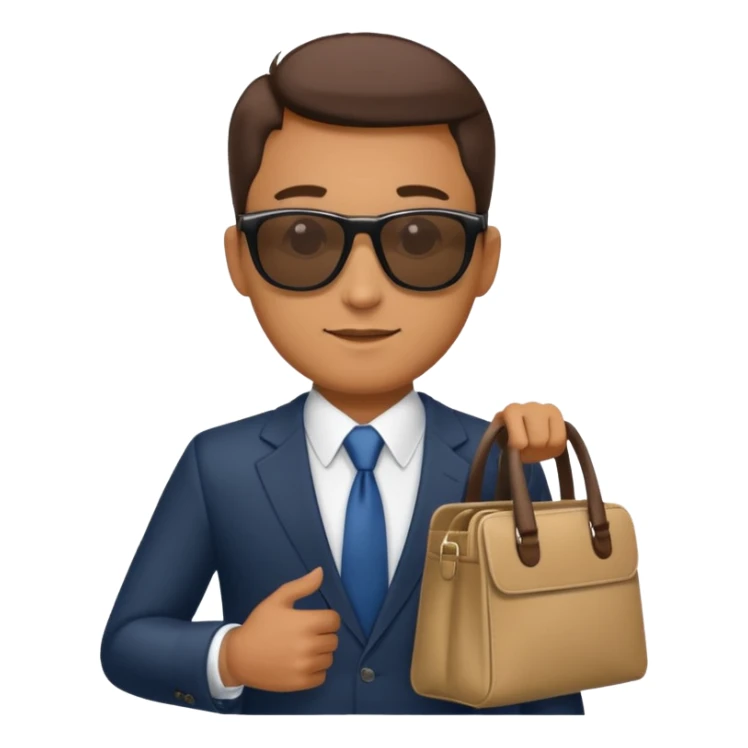 a businessman with sunglasses and a bag in his arm sticker