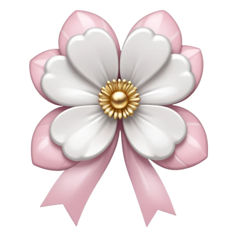 white sakura flower with a bow and marble center sticker