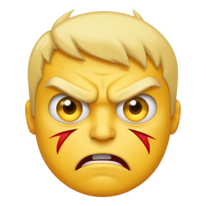same style as apple emoji generic smilies. this one will be an angry face with 0/5 star ratings in his eyes. leaving an irate review sticker