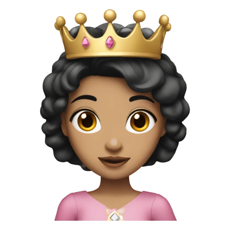 Princess with black hair and pink crown with white sticker