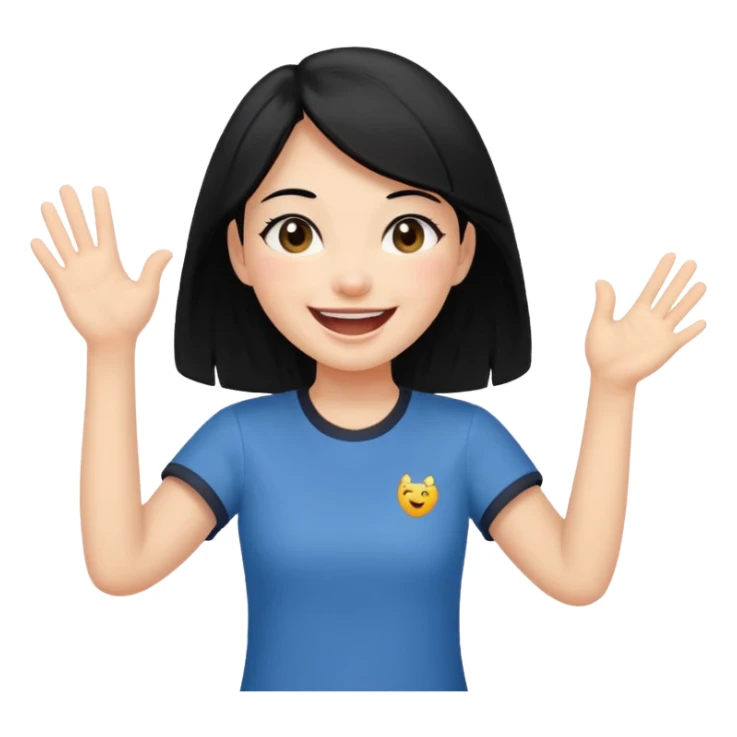 girl with black hair in short sleeves cheering going home sticker