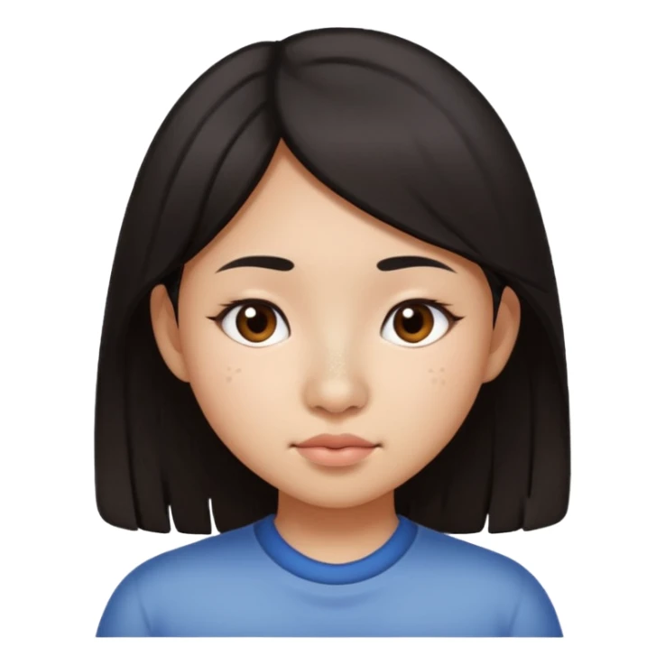 Asian girl with dark hair and a nose mole disappearing  sticker