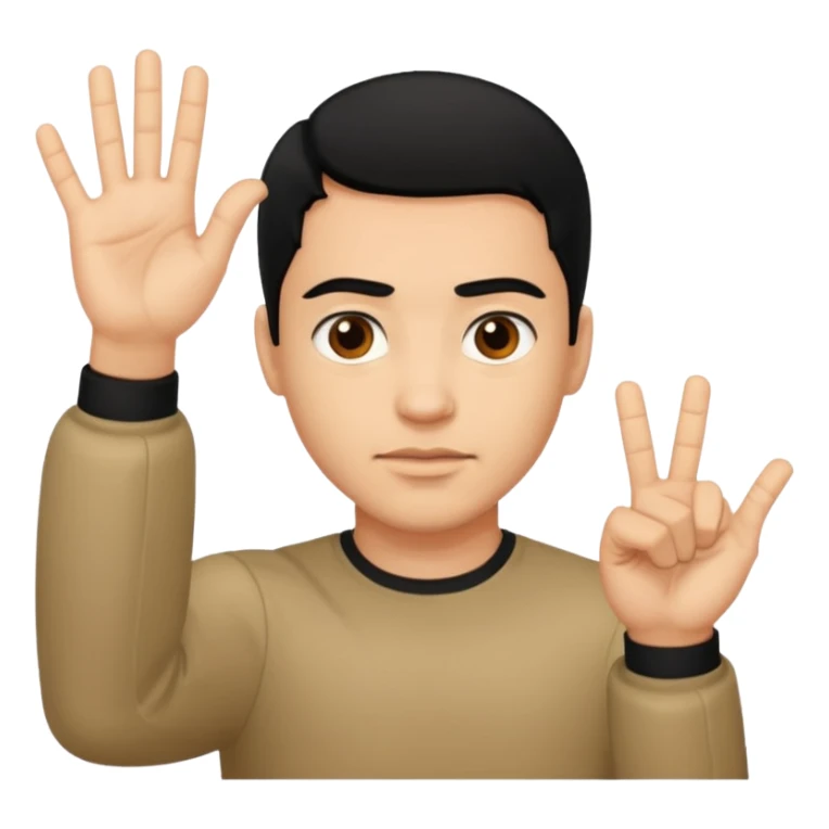 light skin black hair man haciendo señal de no sticker