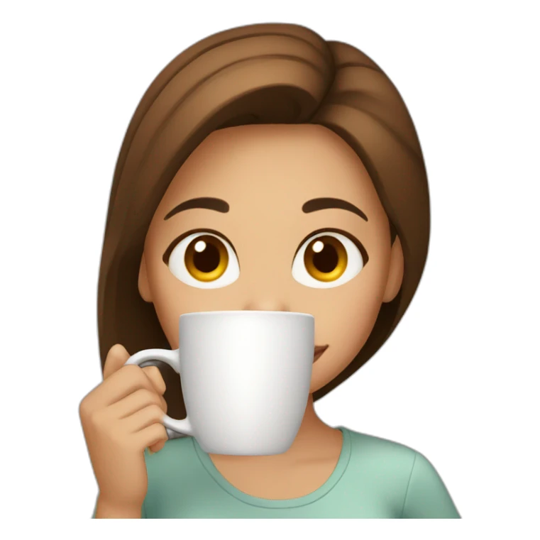 A girl with brown hair and brown eyes drinking coffee sticker