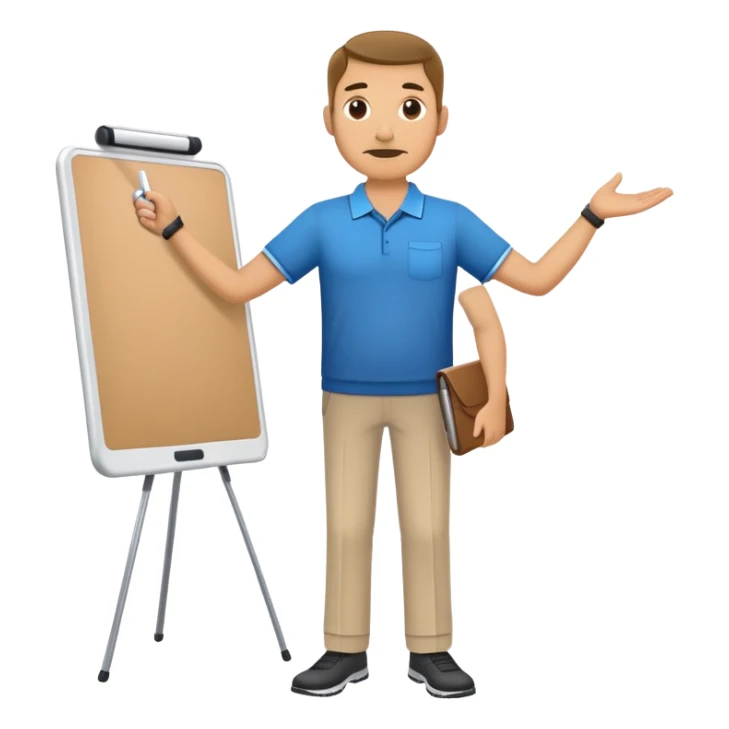 This coach IA full body with a smartbord sticker