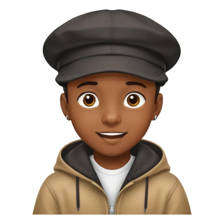 black kid with a hiphop hat, cheerful expression sticker